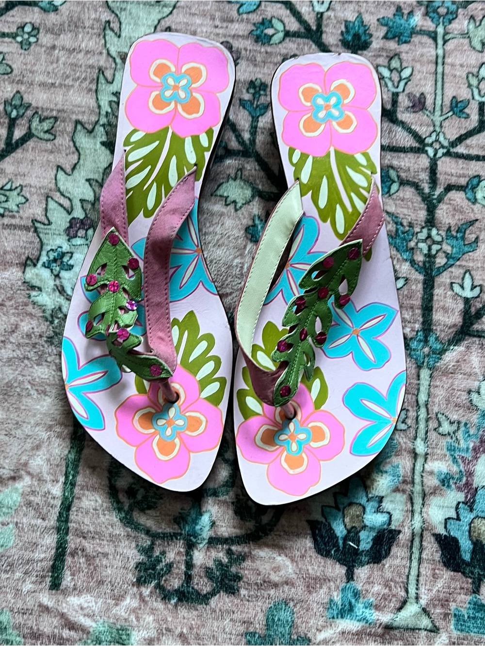90’s Vintage Usindo Multicolor Wooden Sandals -